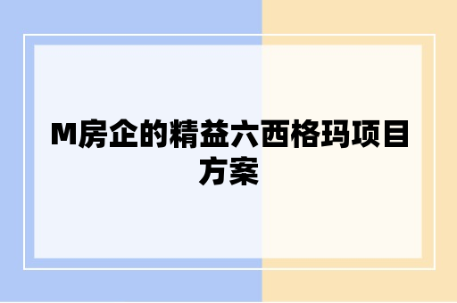 M房企的精益六西格玛项目方案