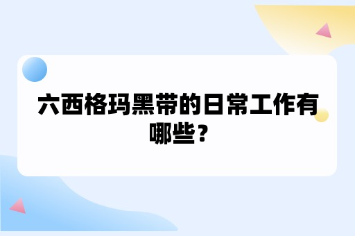 六西格玛黑带的日常工作有哪些？