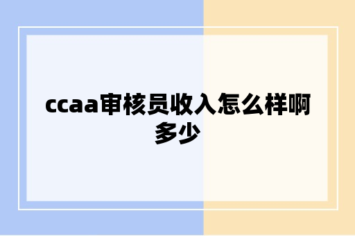 ccaa审核员收入怎么样啊多少