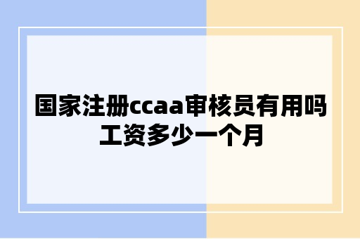 国家注册ccaa审核员有用吗工资多少一个月