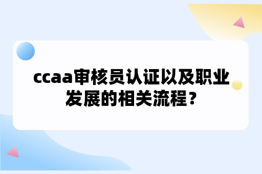 ccaa审核员流程