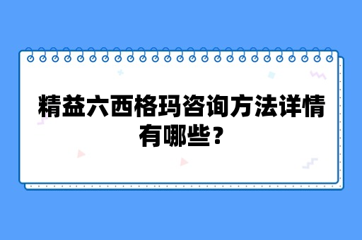 精益六西格玛咨询