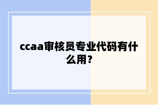 ccaa审核员专业代码有什么用？