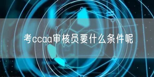 考ccaa审核员要什么条件呢