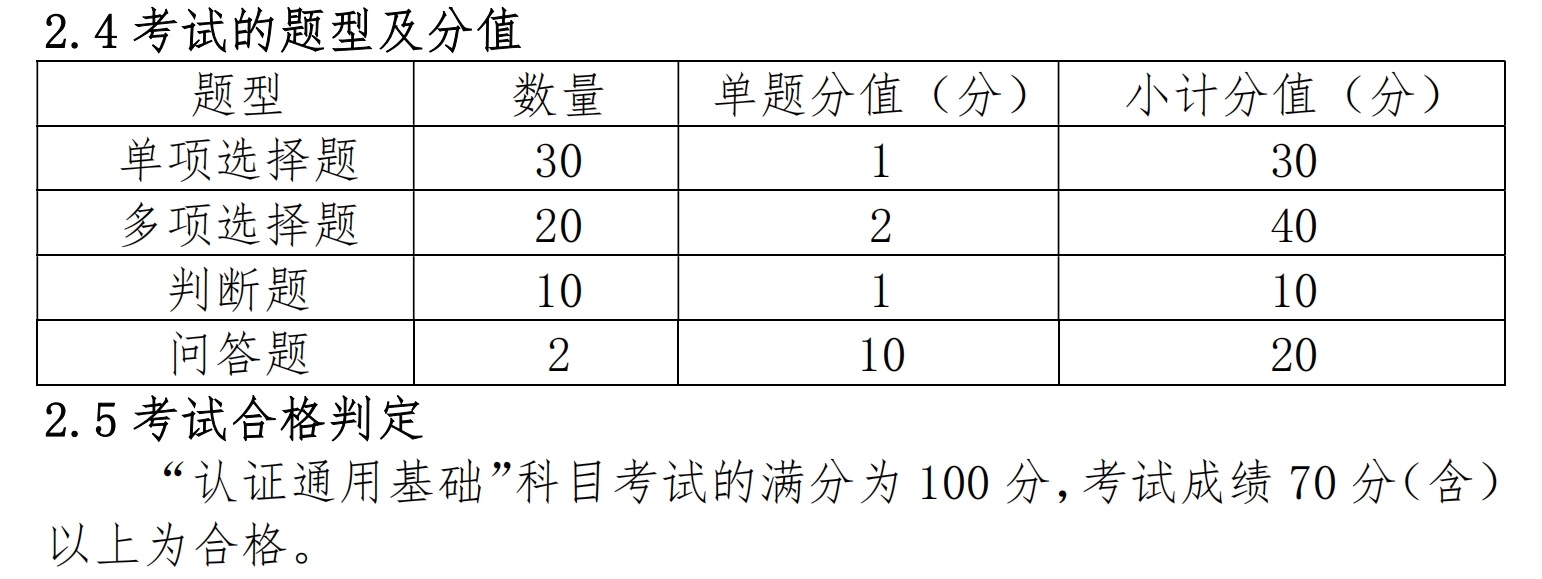 认证通用基础考试题型