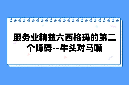 服务业精益六西格玛的第二个障碍--牛头对马嘴