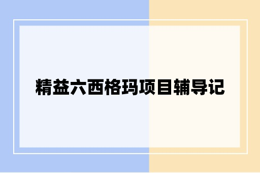 精益六西格玛项目辅导记