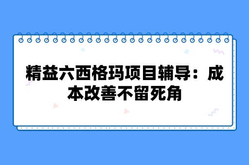 精益六西格玛项目辅导：成本改善不留死角