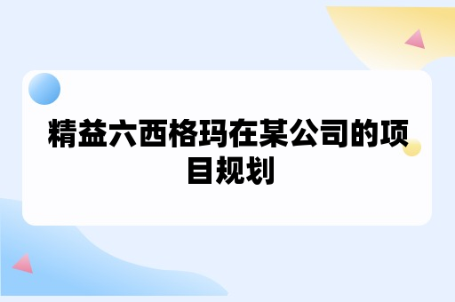 精益六西格玛在某公司的项目规划