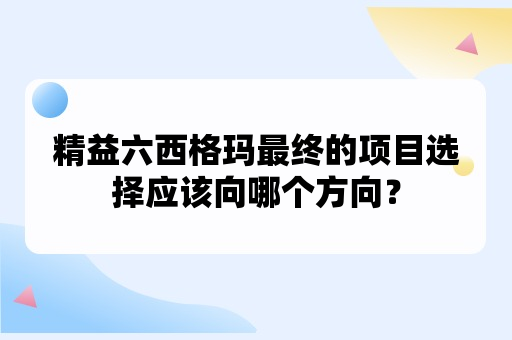 精益六西格玛最终的项目选择