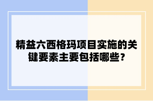 精益六西格玛项目