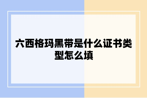 六西格玛黑带是什么证书类型怎么填